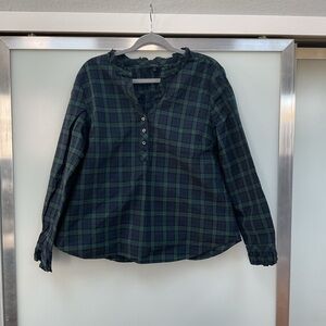 Talbots Green and Blue Plaid Blouse Size XL